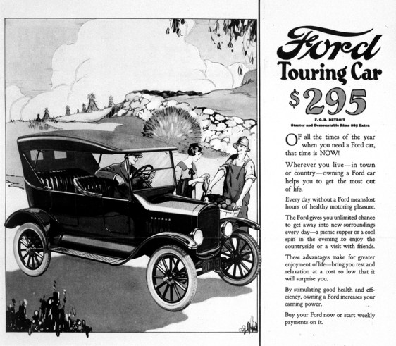 Ford Model T advertisement in the 1920s.jpg